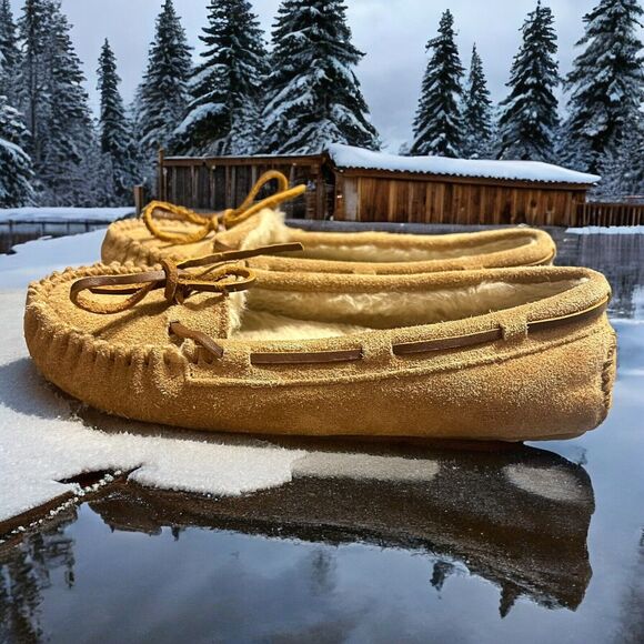 Minnetonka Trapper Women's Leather Fur Lined Moccasins Size 6 - Picture 4 of 12